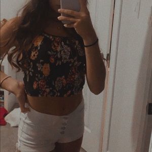 Cute Floral Army Green Tank Top